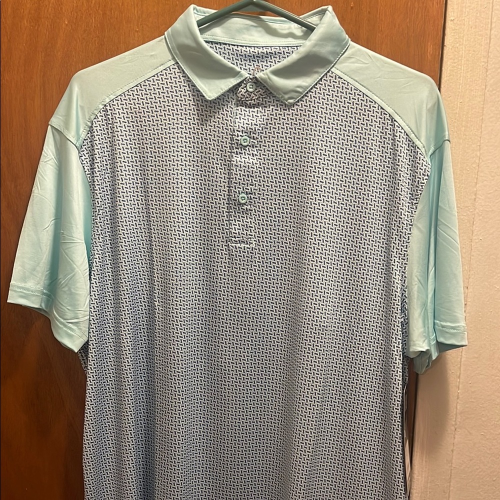 Men's Light Blue Patterned Polo Shirt